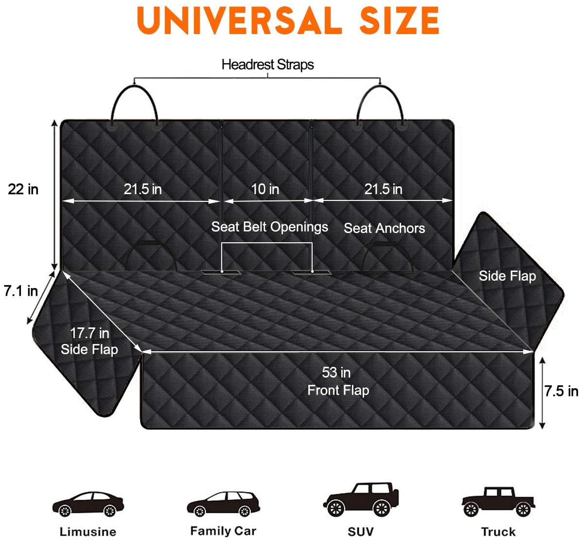Ultimate Waterproof Dog Car Seat Cover - Non-Slip Back Seat Protector for Cars, Trucks & SUVs - Adjustable & Scratch Resistant - Black