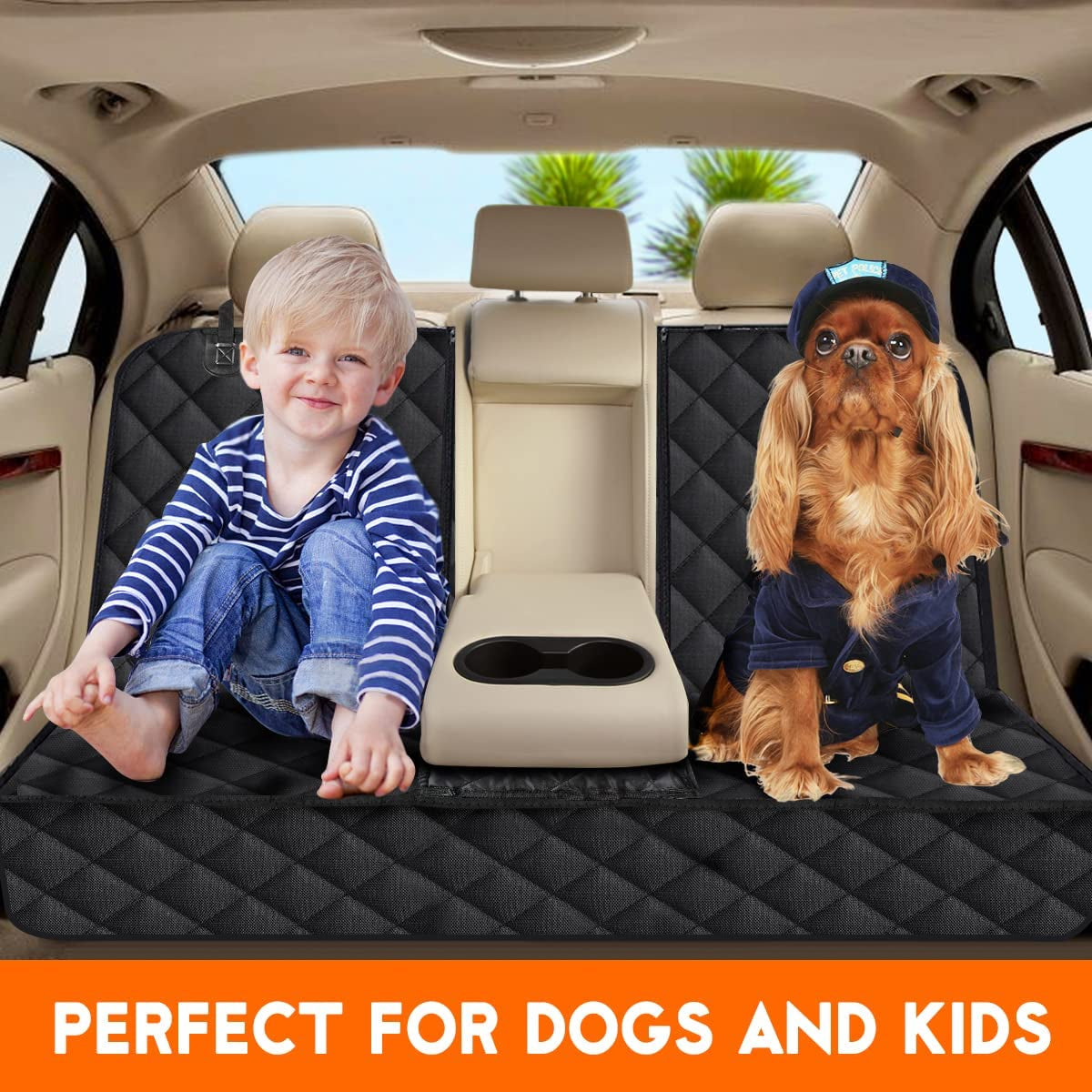 Ultimate Waterproof Dog Car Seat Cover - Non-Slip Back Seat Protector for Cars, Trucks & SUVs - Adjustable & Scratch Resistant - Black