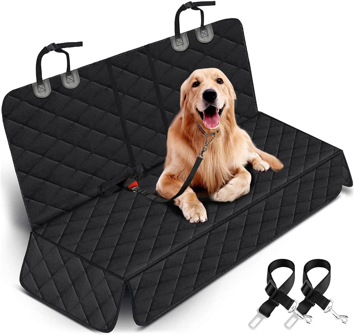 Ultimate Waterproof Dog Car Seat Cover - Non-Slip Back Seat Protector for Cars, Trucks & SUVs - Adjustable & Scratch Resistant - Black